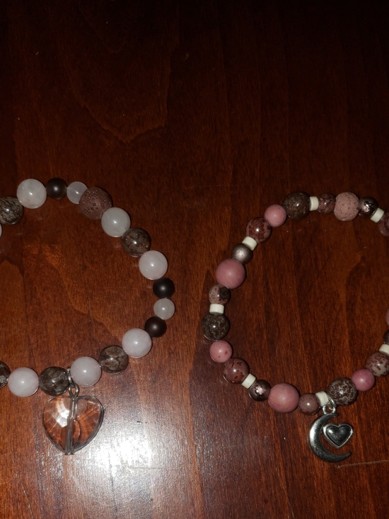 Linen Handmade Studio Jewelry - 2 Heart Charm Bracelets  Women's Jewelry